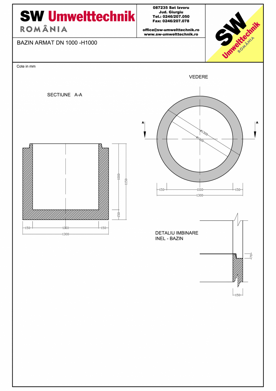 Pagina 1-CAD-PDF Bazin cilindric BC DN100/100/15 SW UMWELTTECHNIK Detaliu de produs 