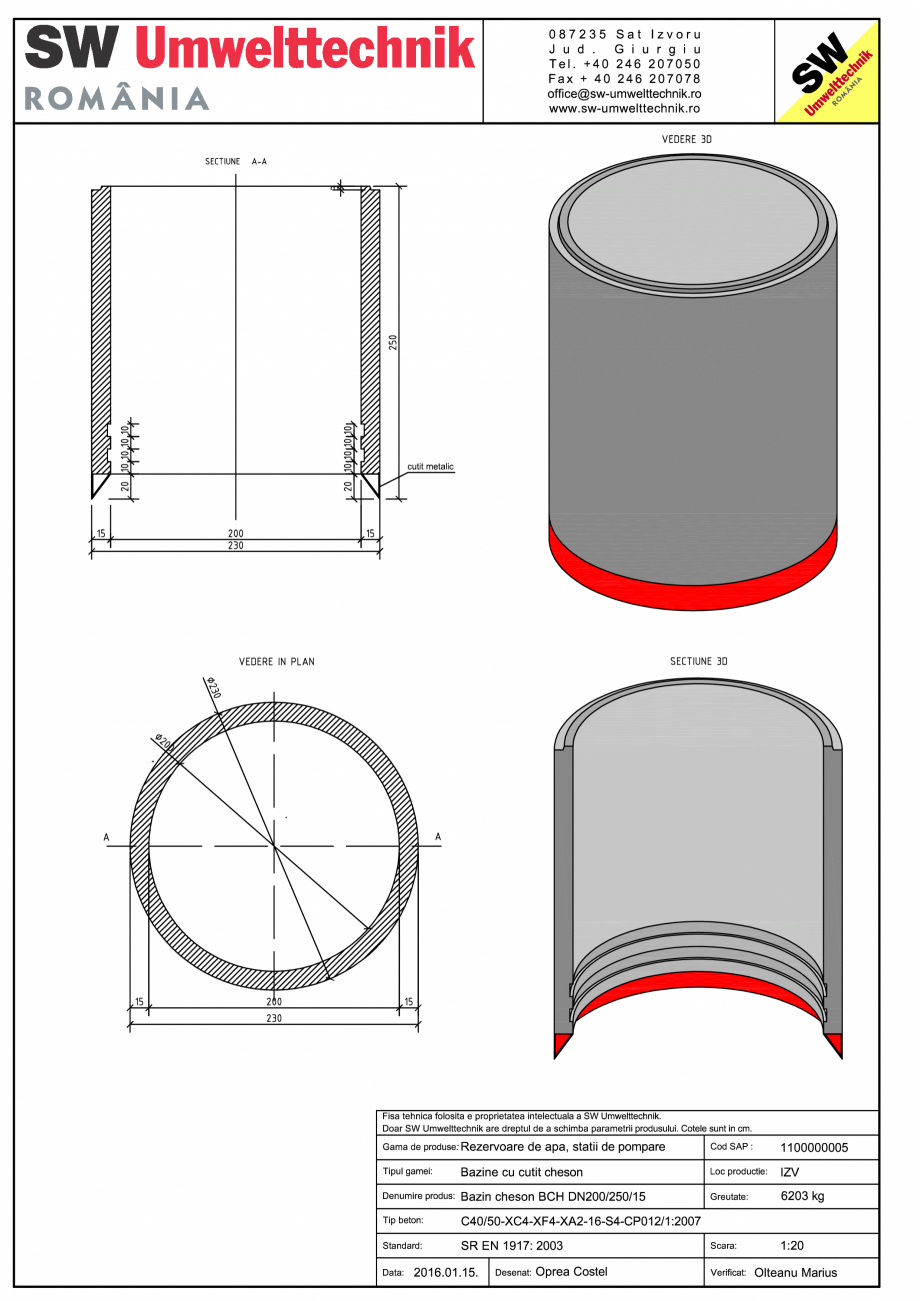 Pagina 1-CAD-PDF Bazin cheson BCH DN200/250/15 SW UMWELTTECHNIK Detaliu de produs 