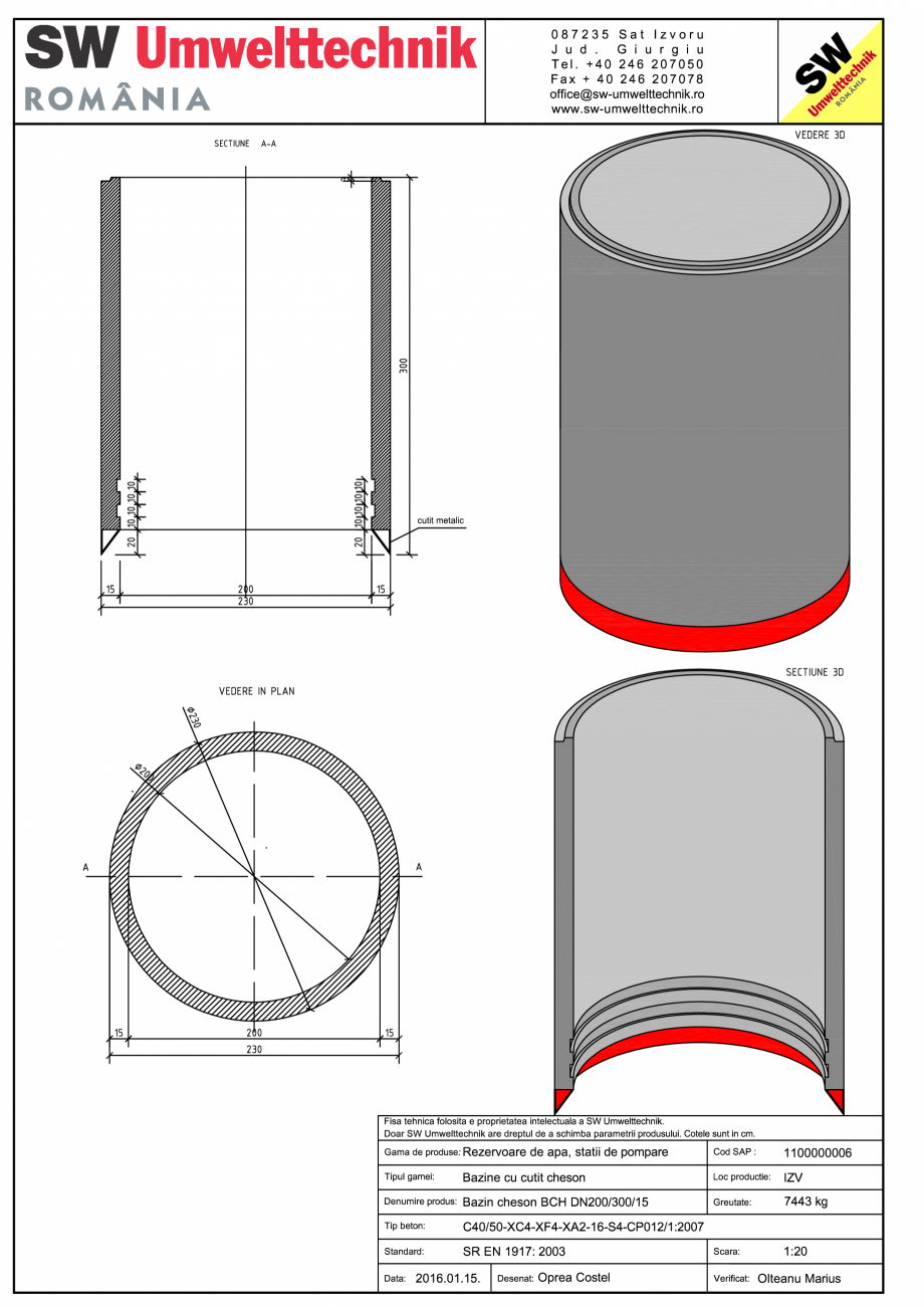 Pagina 1 - CAD-PDF Bazin cheson BCH DN200/300/15 SW UMWELTTECHNIK Detaliu de produs 