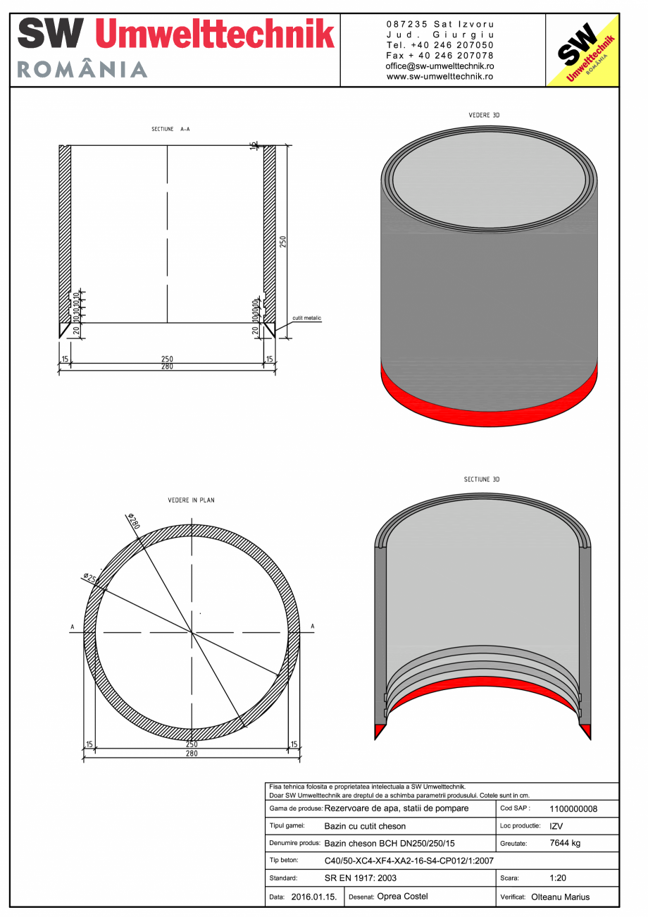 Pagina 1-CAD-PDF Bazin cheson BCH DN250/250/15 SW UMWELTTECHNIK Detaliu de produs 