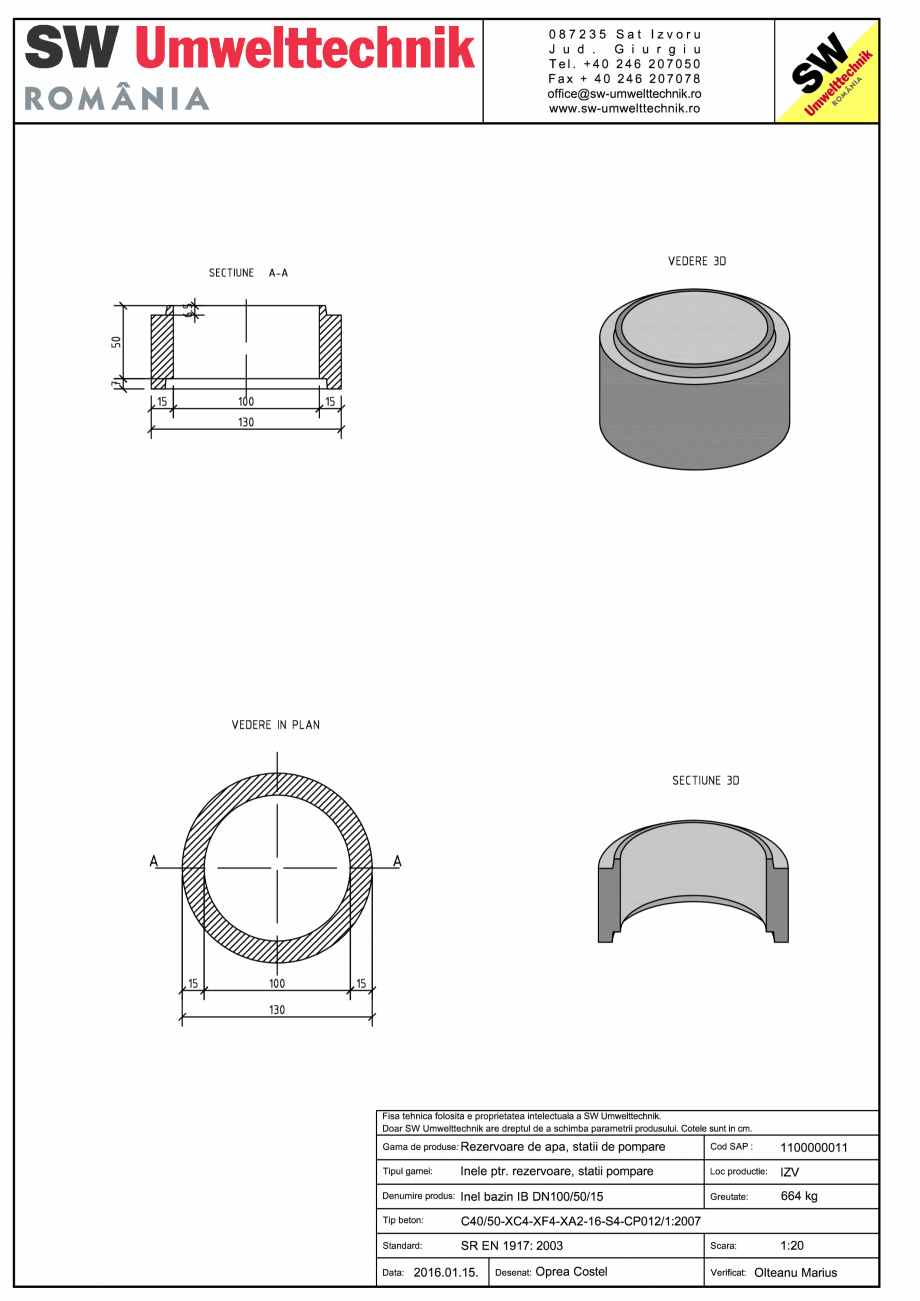 Pagina 1-CAD-PDF Inel bazin IB DN100/50/15 SW UMWELTTECHNIK Detaliu de produs 