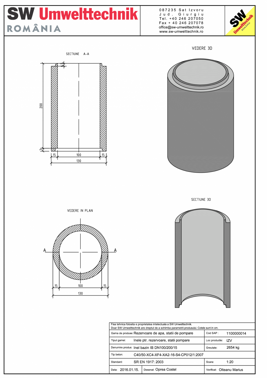 Pagina 1-CAD-PDF Inel bazin IB DN100/200/15 SW UMWELTTECHNIK Detaliu de produs 