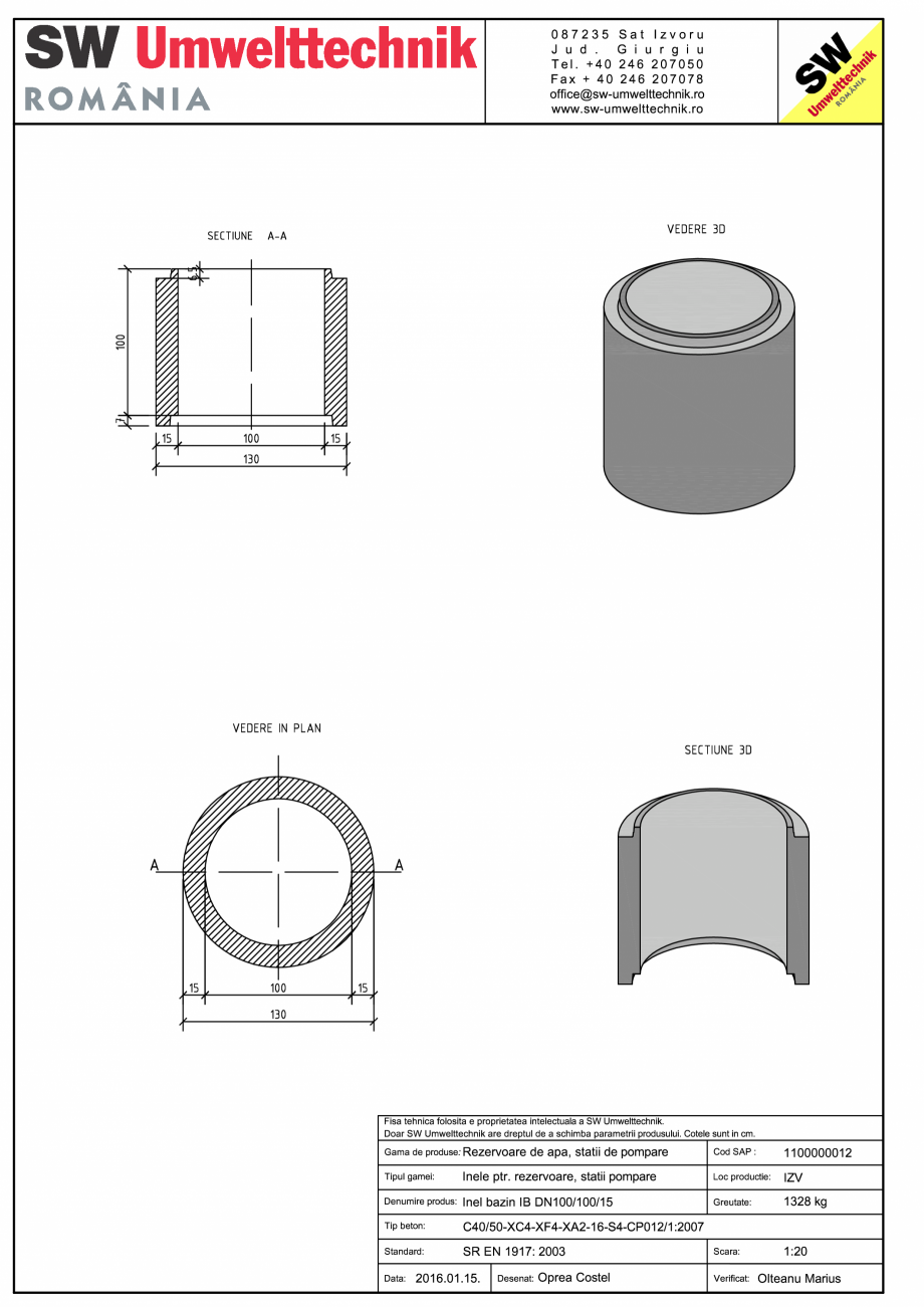 Pagina 1-CAD-PDF Inel bazin IB DN100/100/15 SW UMWELTTECHNIK Detaliu de produs 