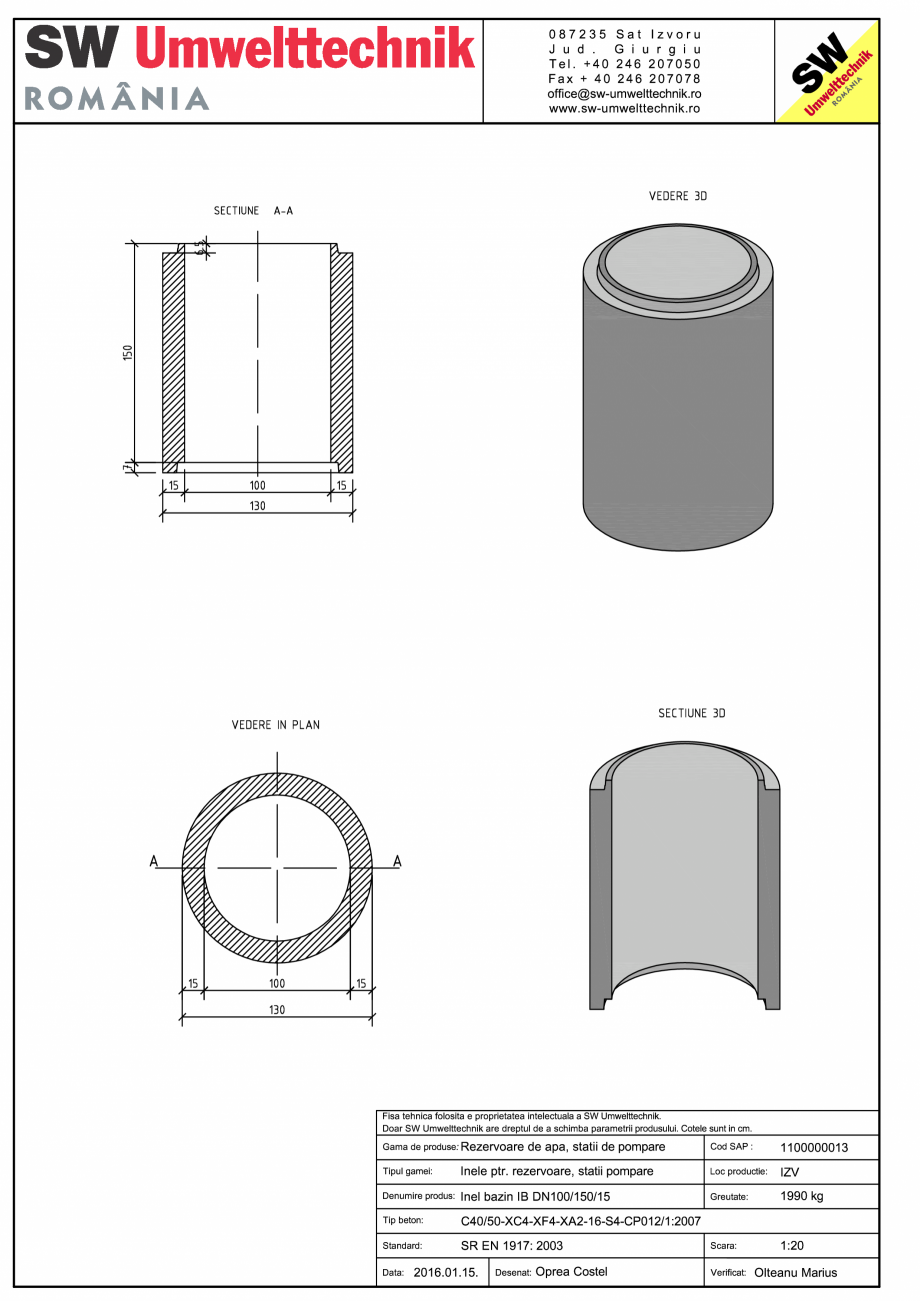 Pagina 1-CAD-PDF Inel bazin IB DN100/150/15 SW UMWELTTECHNIK Detaliu de produs 