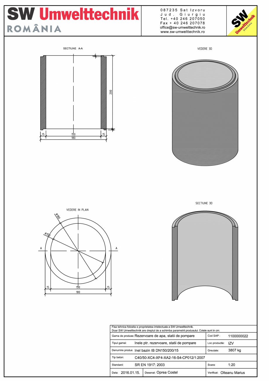 Pagina 1-CAD-PDF Inel bazin IB DN150/200/15 SW UMWELTTECHNIK Detaliu de produs 