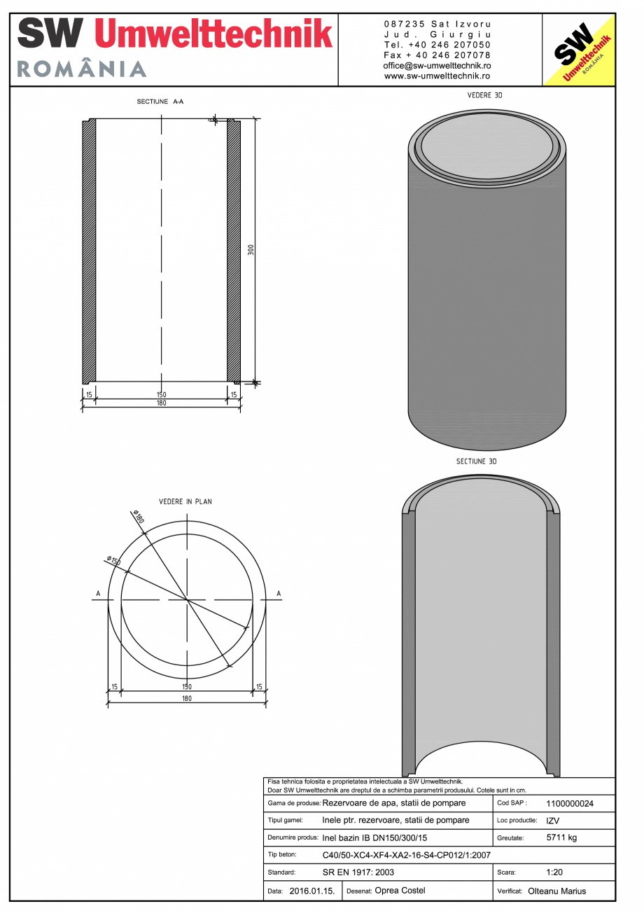 Pagina 1-CAD-PDF Inel bazin IB DN150/300/15 SW UMWELTTECHNIK Detaliu de produs 