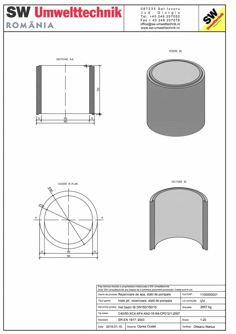Pagina 1-CAD-PDF Inel bazin IB DN150/150/15 SW UMWELTTECHNIK Detaliu de produs 