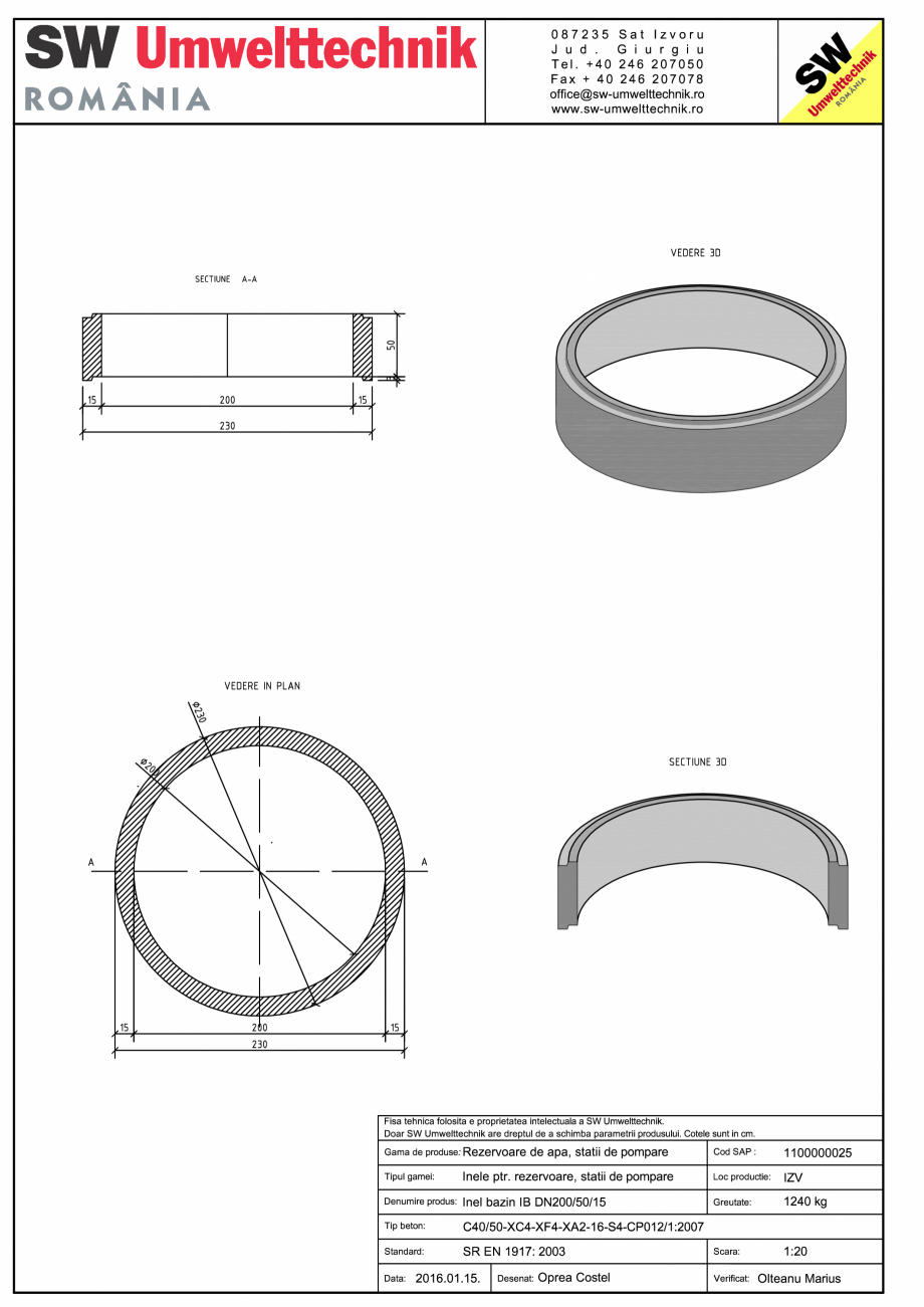 Pagina 1-CAD-PDF Inel bazin IB DN200/50/15 SW UMWELTTECHNIK Detaliu de produs 