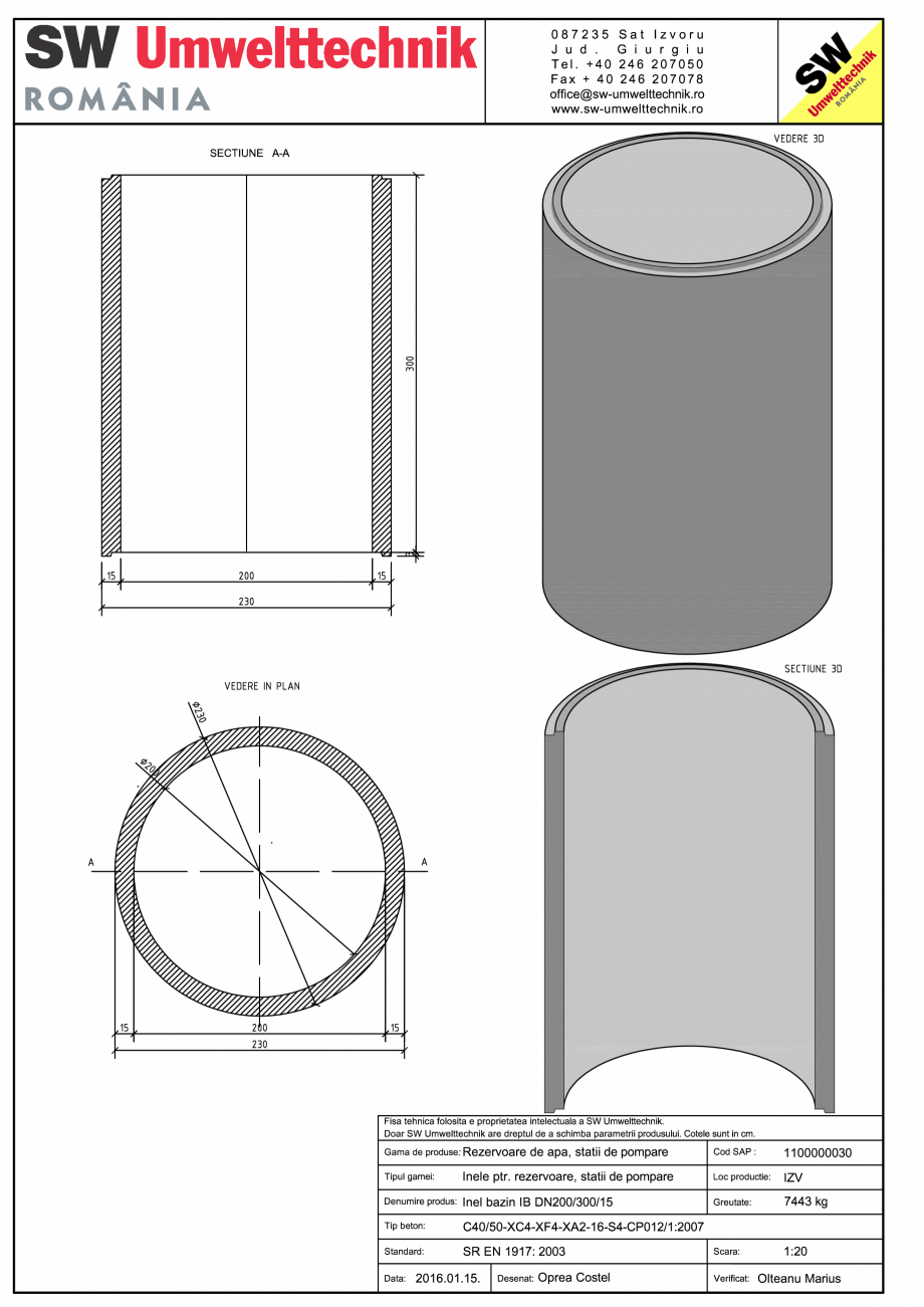 Pagina 1-CAD-PDF Inel bazin IB DN200/300/15 SW UMWELTTECHNIK Detaliu de produs 
