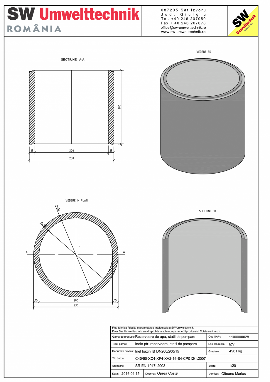 Pagina 1-CAD-PDF Inel bazin IB DN200/200/15 SW UMWELTTECHNIK Detaliu de produs 
