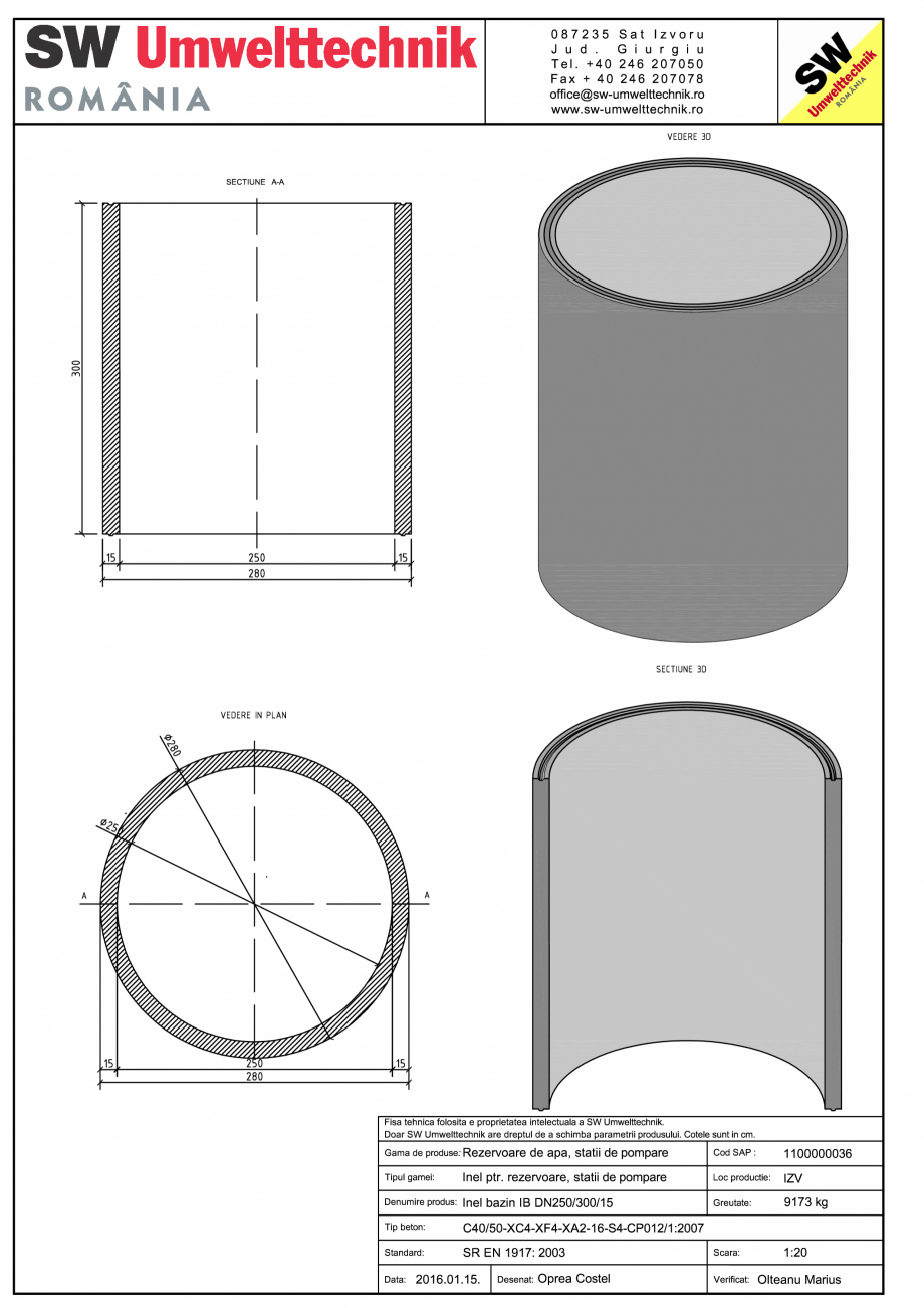 Pagina 1-CAD-PDF Inel bazin IB DN250/300/15 SW UMWELTTECHNIK Detaliu de produs 