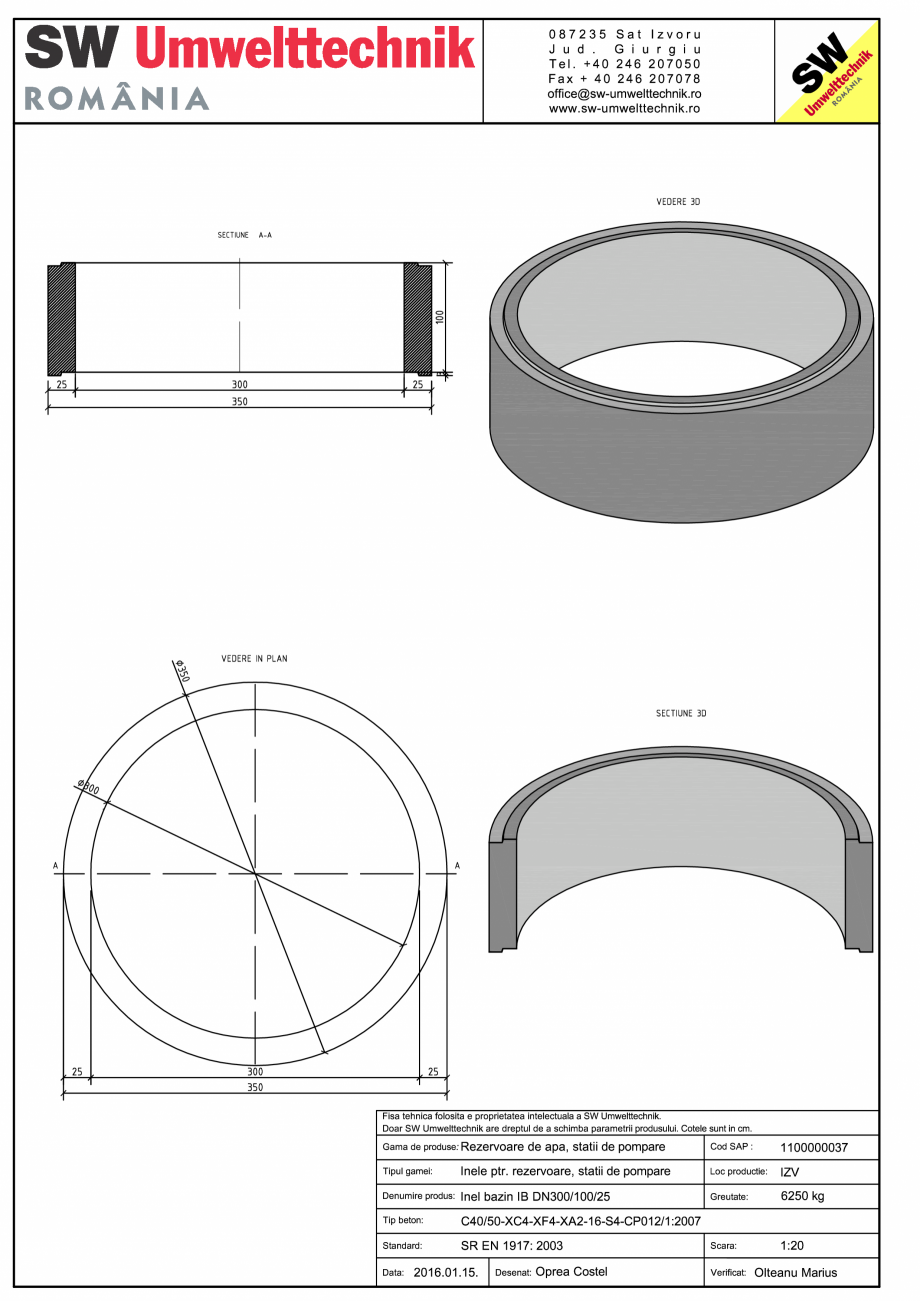Pagina 1-CAD-PDF Inel bazin IB DN300/100/25 SW UMWELTTECHNIK Detaliu de produs 