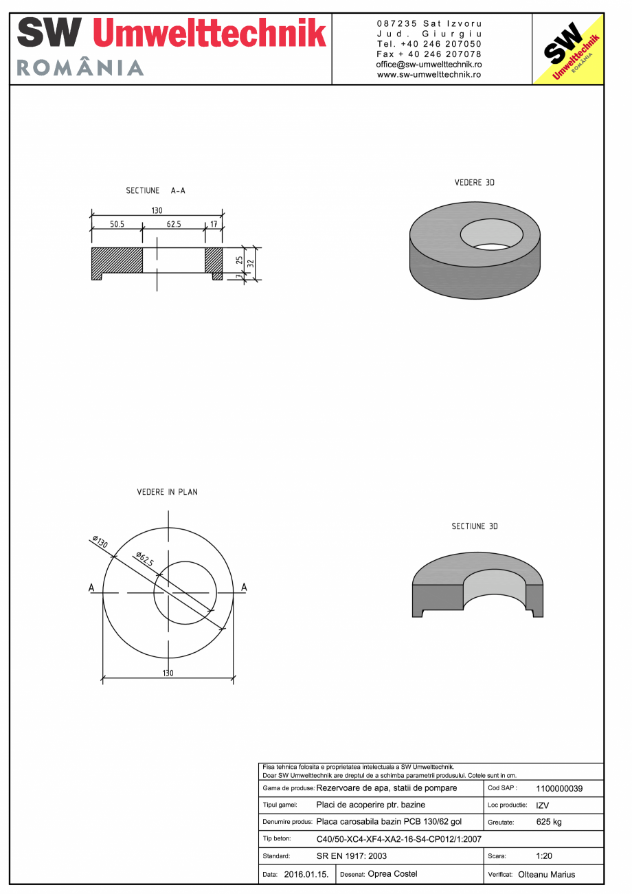 Pagina 1-CAD-PDF Placa carosabila bazin PCB D130/25 SW UMWELTTECHNIK Detaliu de produs PCB-PNB 