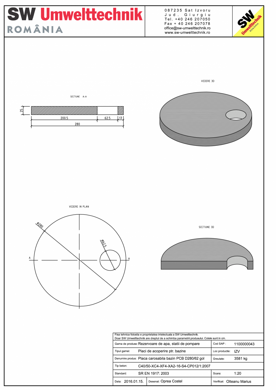 Pagina 1-CAD-PDF Placa carosabila bazin PCB D280/25 SW UMWELTTECHNIK Detaliu de produs PCB-PNB 