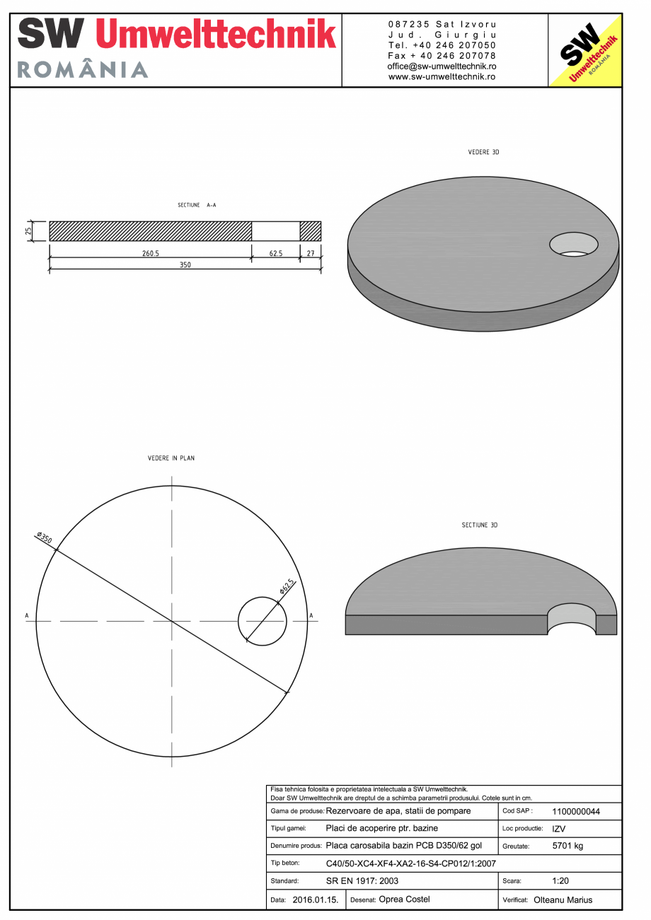 Pagina 1-CAD-PDF Placa carosabila bazin PCB D350/25 SW UMWELTTECHNIK Detaliu de produs PCB-PNB 