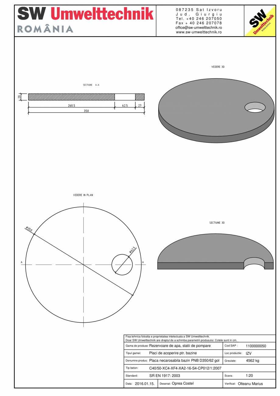 Pagina 1-CAD-PDF Placa necarosabila bazin PNB D350/20 SW UMWELTTECHNIK Detaliu de produs PCB-PNB 