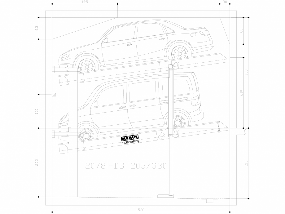 Pagina 1-CAD-DWG Sistem de parcare hidraulic - 205-330 M L150 KLAUS Detaliu de produs MULTIBASE 2078i 