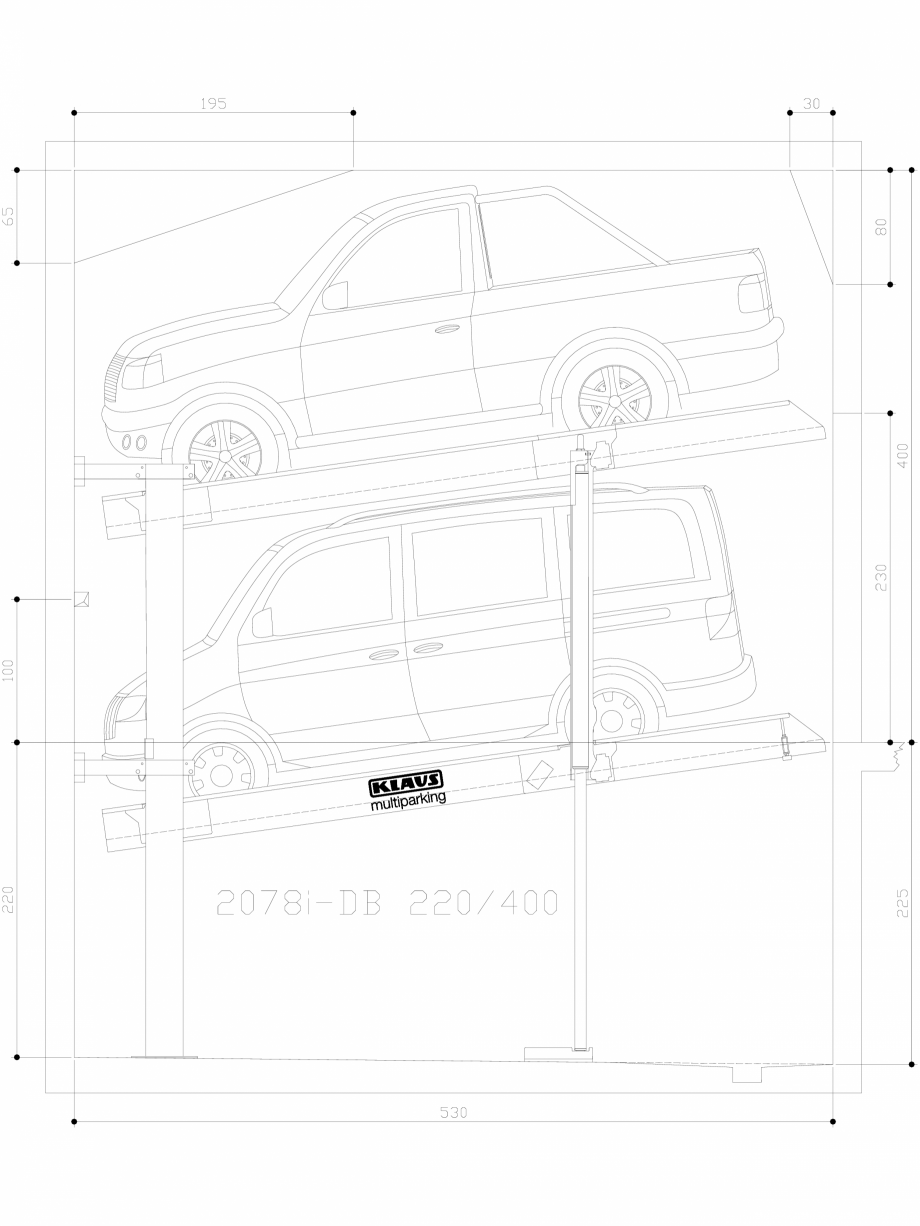 Pagina 1-CAD-DWG Sistem de parcare hidraulic - 220-400 M L205 KLAUS Detaliu de produs MULTIBASE 2078i 