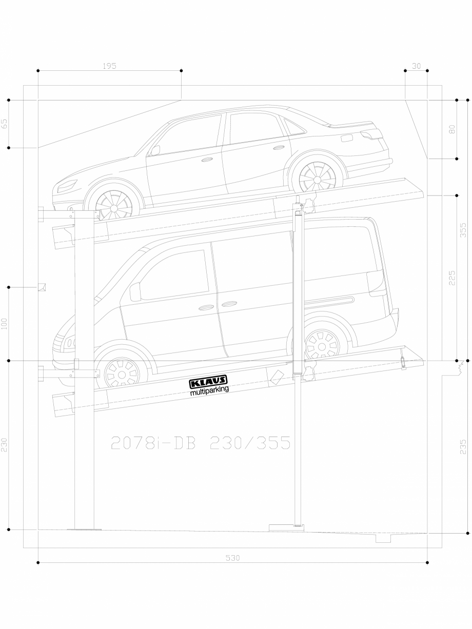 Pagina 1-CAD-DWG Sistem de parcare hidraulic - 230-355 M L150 KLAUS Detaliu de produs MULTIBASE 2078i 