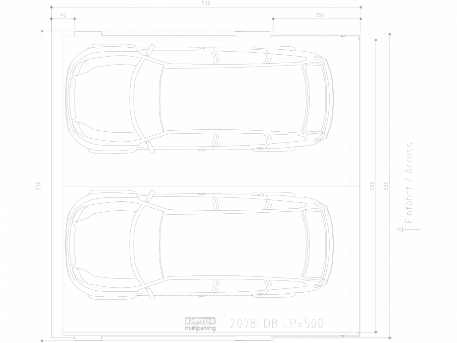Pagina 1-CAD-DWG Sistem de parcare hidraulic - vedere de sus - DB LP500 KLAUS Detaliu de produs MULTIBASE...