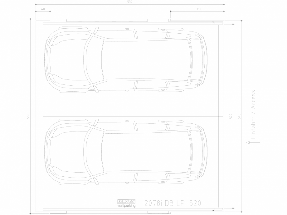 Pagina 1-CAD-DWG Sistem de parcare hidraulic - vedere de sus - DB LP520 KLAUS Detaliu de produs MULTIBASE...