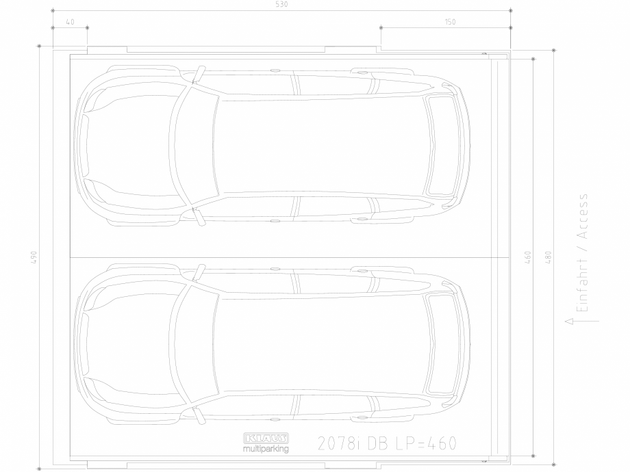 Pagina 1-CAD-DWG Sistem de parcare hidraulic - vedere de sus - DB LP460 KLAUS Detaliu de produs MULTIBASE...