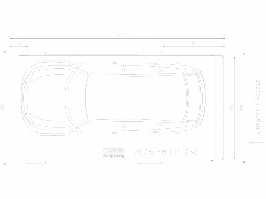 Pagina 1-CAD-DWG Sistem de parcare hidraulic - vedere de sus - EB LP250 KLAUS Detaliu de produs MULTIBASE...