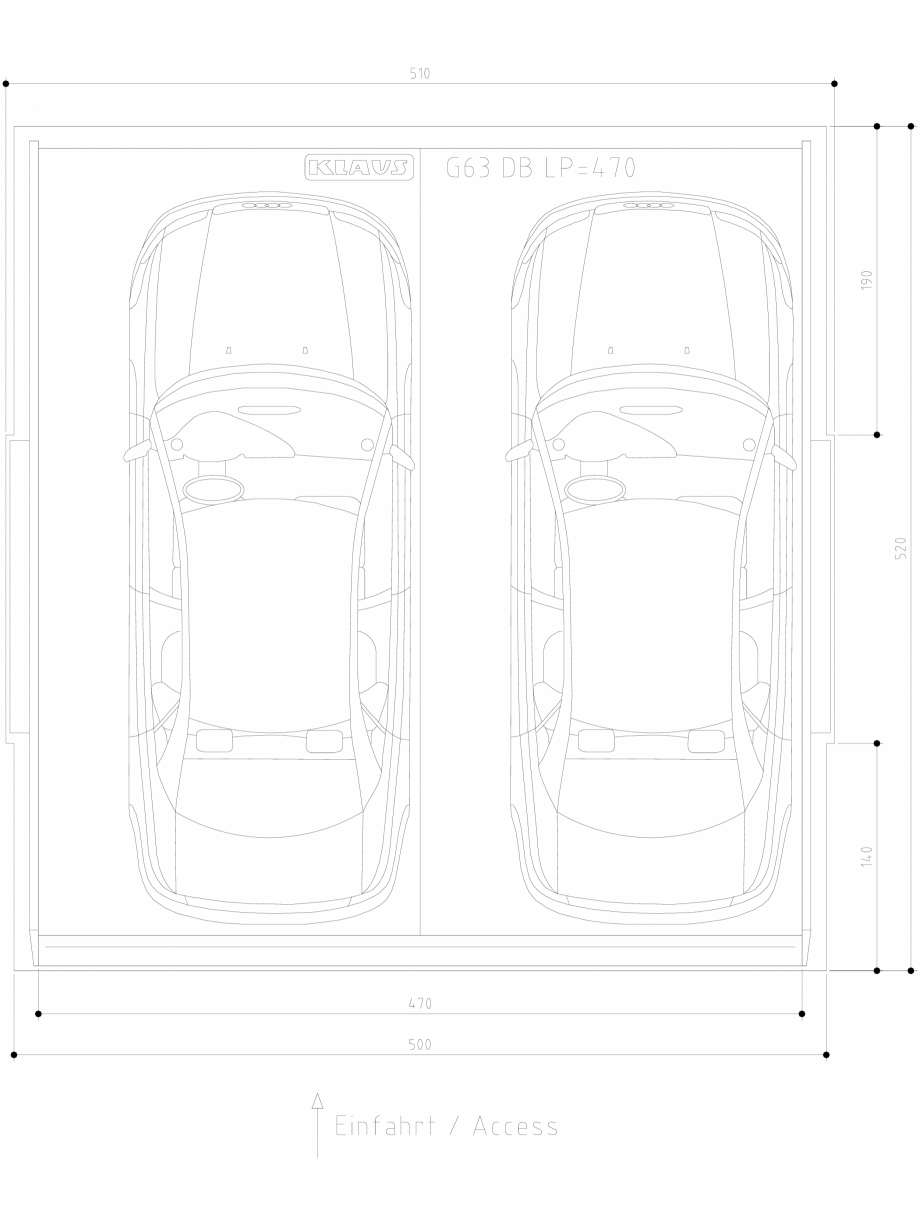 Pagina 1-CAD-DWG Sistem de parcare hidraulic - vedere de sus - DB LP470 DS KLAUS Detaliu de produs MULTIBASE ...