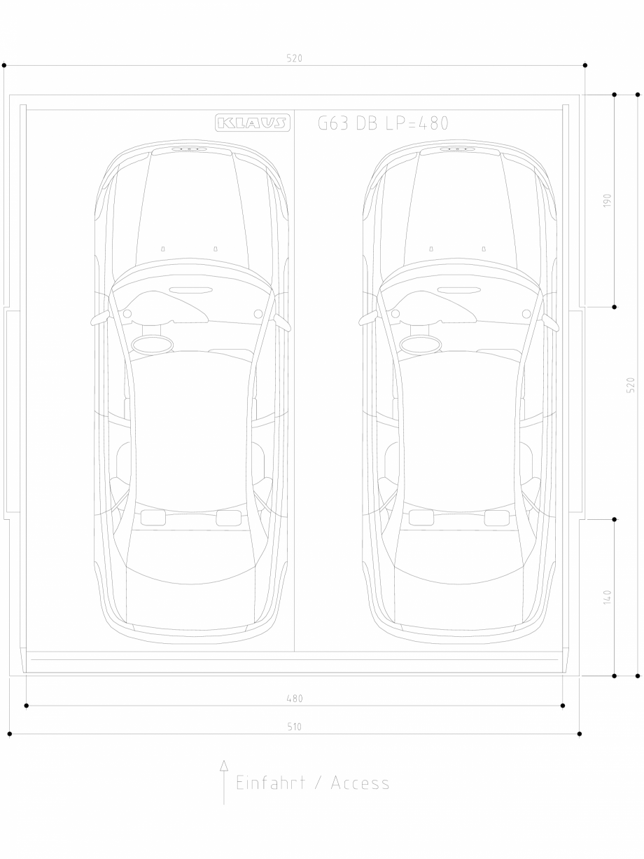 Pagina 1-CAD-DWG Sistem de parcare hidraulic - vedere de sus - DB LP480 DS KLAUS Detaliu de produs MULTIBASE ...