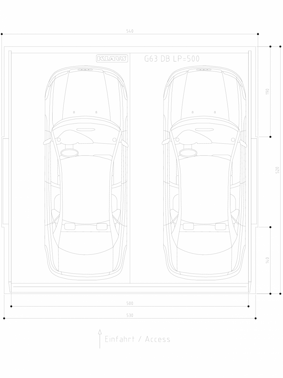 Pagina 1-CAD-DWG Sistem de parcare hidraulic - vedere de sus - DB LP500 DS KLAUS Detaliu de produs MULTIBASE ...