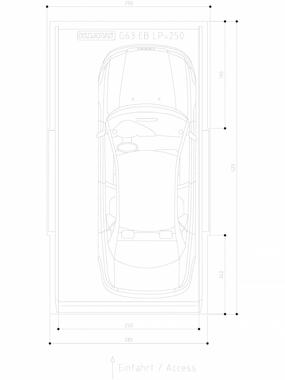 Pagina 1-CAD-DWG Sistem de parcare hidraulic - vedere de sus - EB LP250 DS KLAUS Detaliu de produs MULTIBASE ...