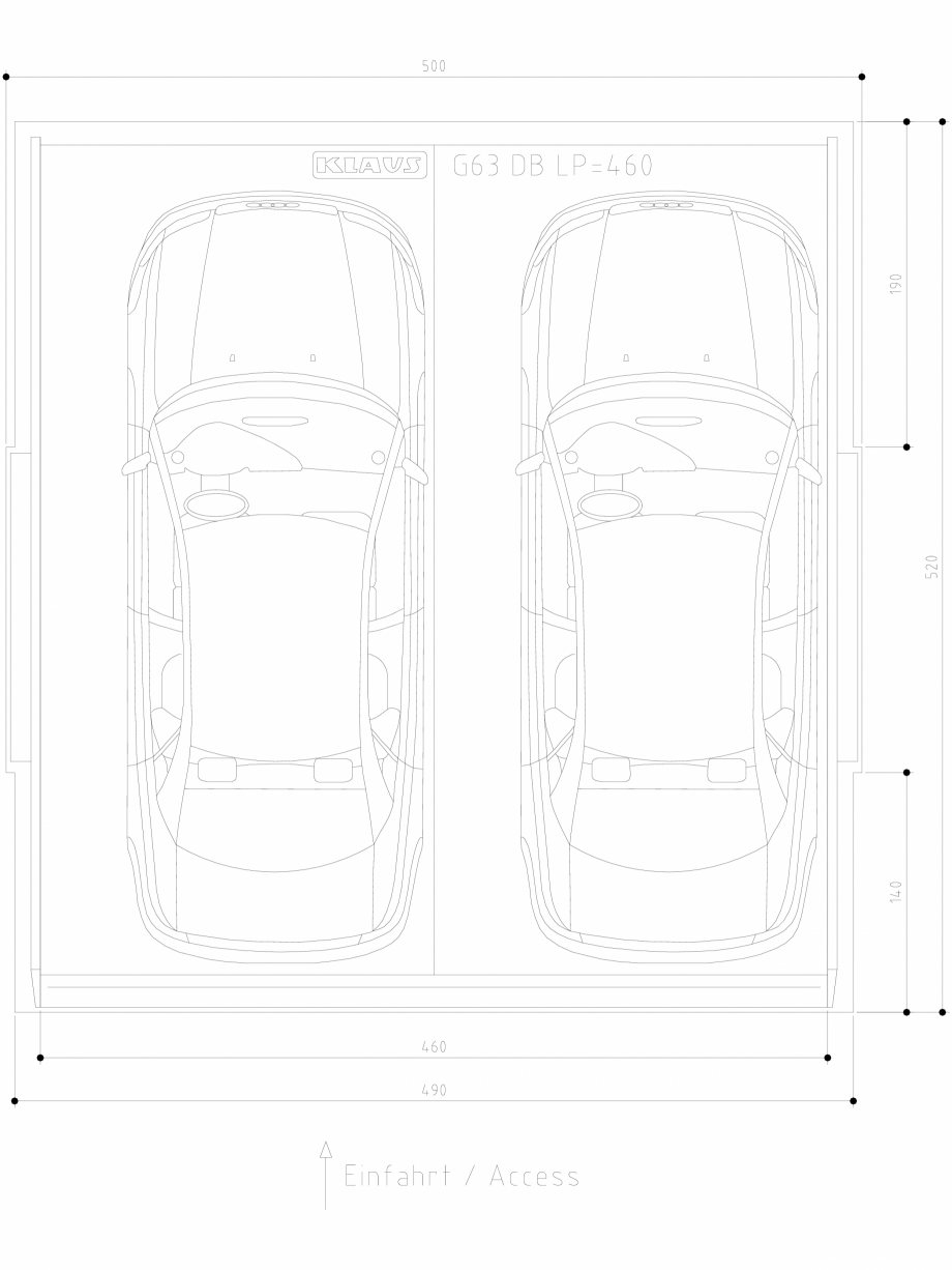 Pagina 1-CAD-DWG Sistem de parcare hidraulic - vedere de sus - DB LP460 DS KLAUS Detaliu de produs MULTIBASE ...