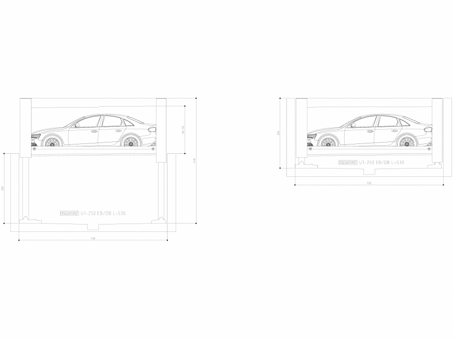 Pagina 1-CAD-DWG Sistem de parcare hidraulic subteran - U1 250-530 SA M KLAUS Detaliu de produs MULTIBASE...