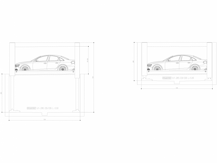 Pagina 1-CAD-DWG Sistem de parcare hidraulic subteran - U1 285-530 SA M KLAUS Detaliu de produs MULTIBASE...