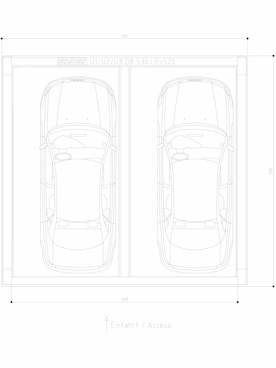 Pagina 1-CAD-DWG Sistem de parcare hidraulic subteran - vedere de sus - U1 DB 530 LP520 DS KLAUS Detaliu de...