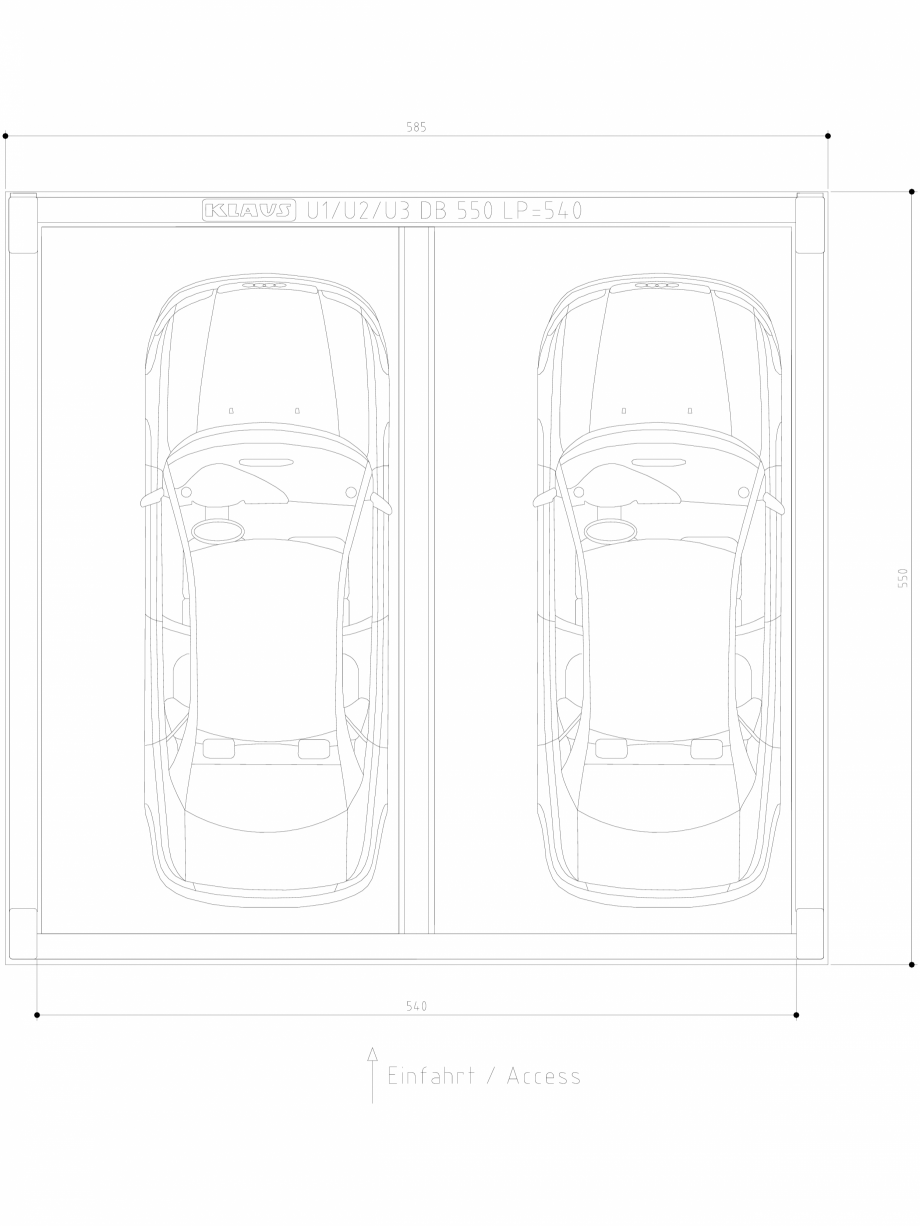 Pagina 1-CAD-DWG Sistem de parcare hidraulic subteran - vedere de sus - U1 DB 550 LP540 DS KLAUS Detaliu de...