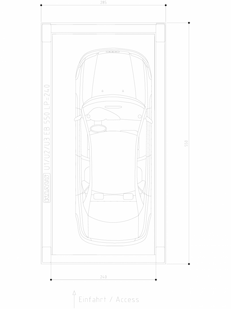 Pagina 1-CAD-DWG Sistem de parcare hidraulic subteran - vedere de sus - U1 EB 550 LP240 DS KLAUS Detaliu de...