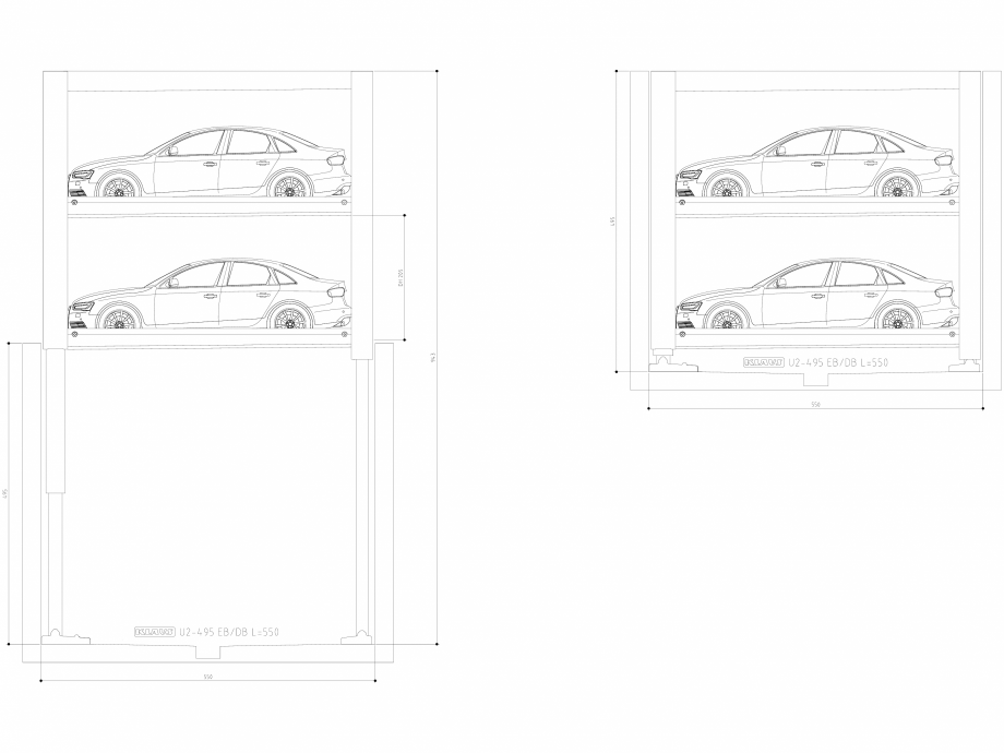Pagina 1-CAD-DWG Sistem de parcare hidraulic subteran - U2 495-550 SA M KLAUS Detaliu de produs MULTIBASE...