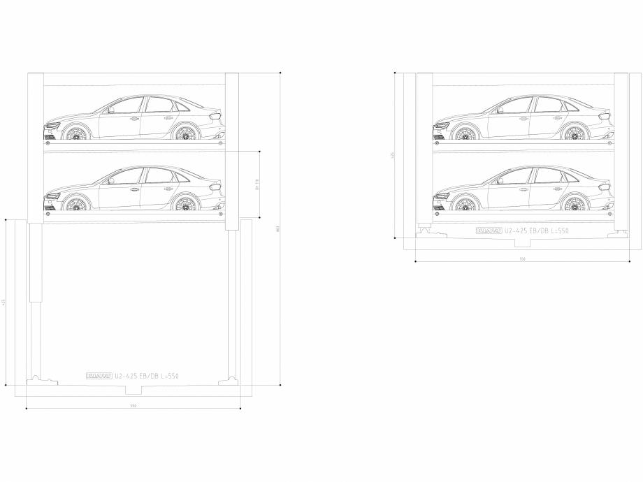 Pagina 1-CAD-DWG Sistem de parcare hidraulic subteran - U2 425-550 SA M KLAUS Detaliu de produs MULTIBASE...