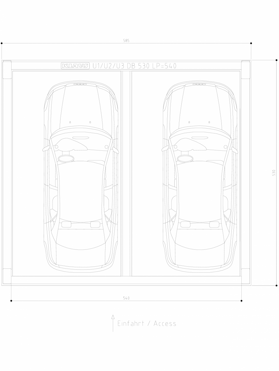 Pagina 1-CAD-DWG Sistem de parcare hidraulic subteran - vedere de sus - U2 DB 530 LP540 DS KLAUS Detaliu de...