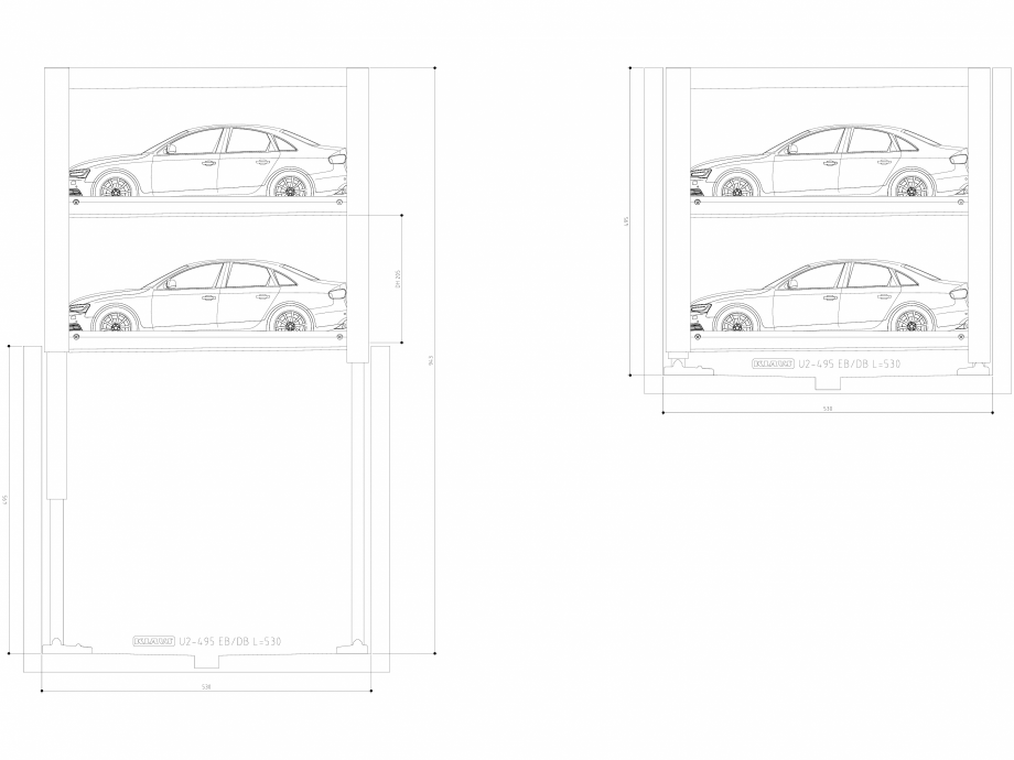 Pagina 1-CAD-DWG Sistem de parcare hidraulic subteran - U2 495-530 SA M KLAUS Detaliu de produs MULTIBASE...