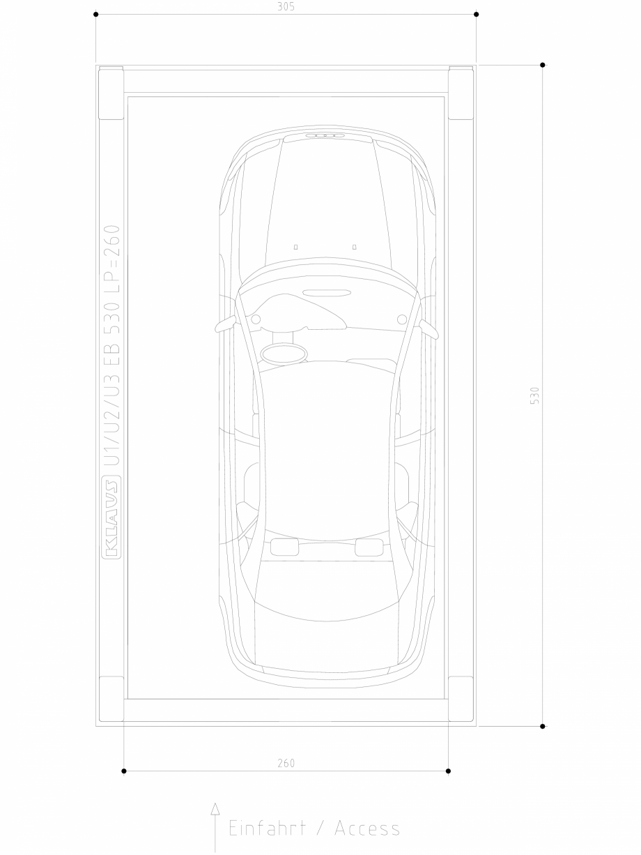Pagina 1-CAD-DWG Sistem de parcare hidraulic subteran - vedere de sus - U2 EB 530 LP260 DS KLAUS Detaliu de...