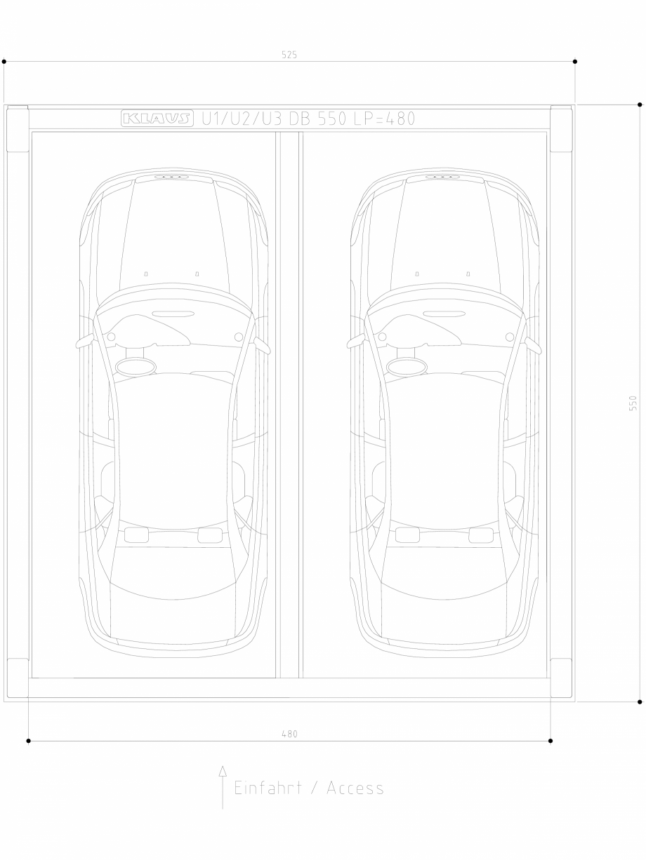 Pagina 1-CAD-DWG Sistem de parcare hidraulic subteran - vedere de sus - U2 DB 550 LP480 DS KLAUS Detaliu de...