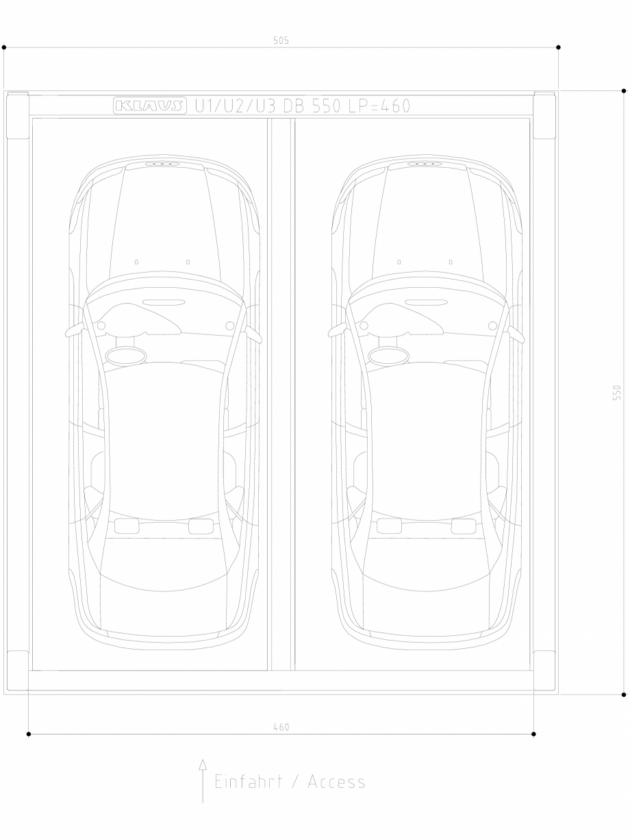 Pagina 1-CAD-DWG Sistem de parcare hidraulic subteran - vedere de sus - U3 DB 550 LP460 DS KLAUS Detaliu de...
