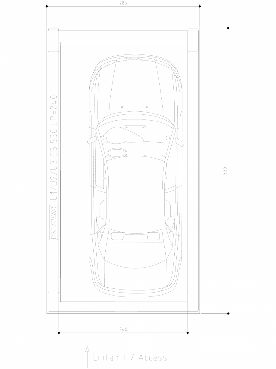 Pagina 1-CAD-DWG Sistem de parcare hidraulic subteran - vedere de sus - U3EB 530 LP240 DS KLAUS Detaliu de...