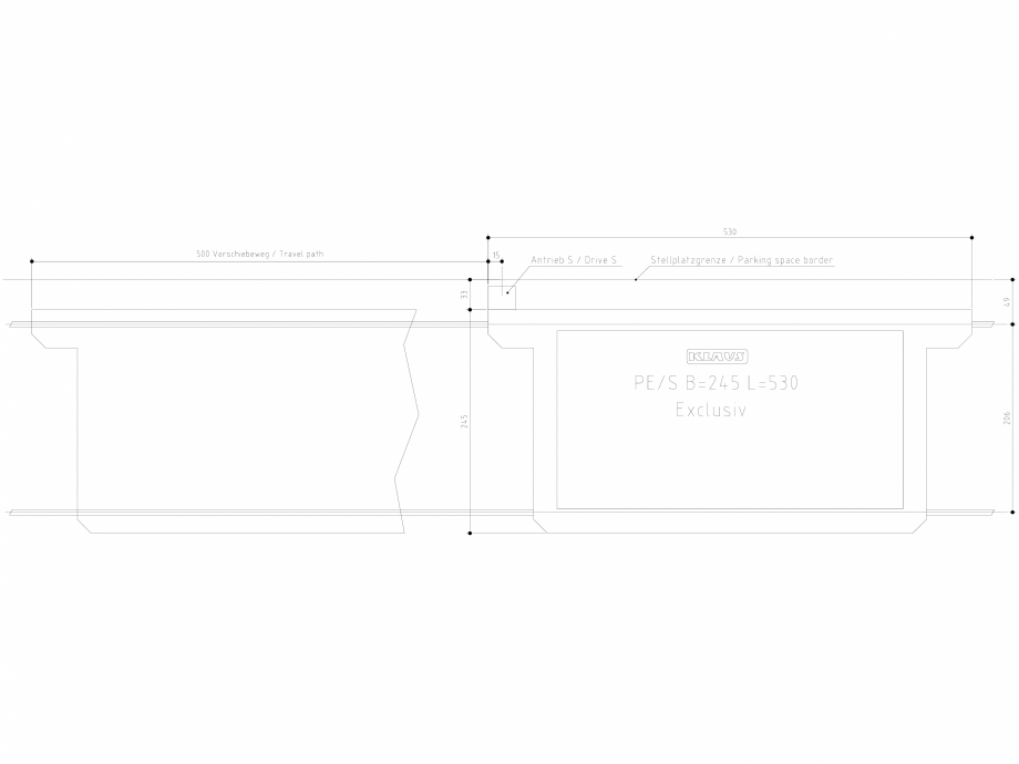 Pagina 1-CAD-DWG Platforma glisanta pentru parcare - S B245 L530 DS KLAUS Detaliu de produs PARKBOARD PE 