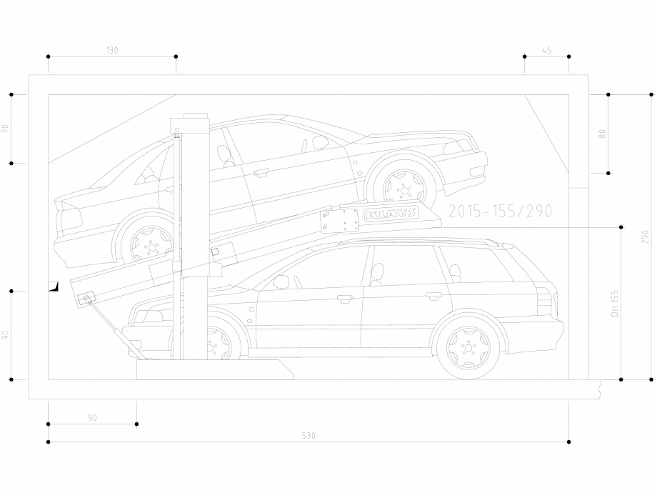 Pagina 1-CAD-DWG Sistem de parcare hidraulic - GT155 H290 SA M KLAUS Detaliu de produs SINGLEUP 2015 