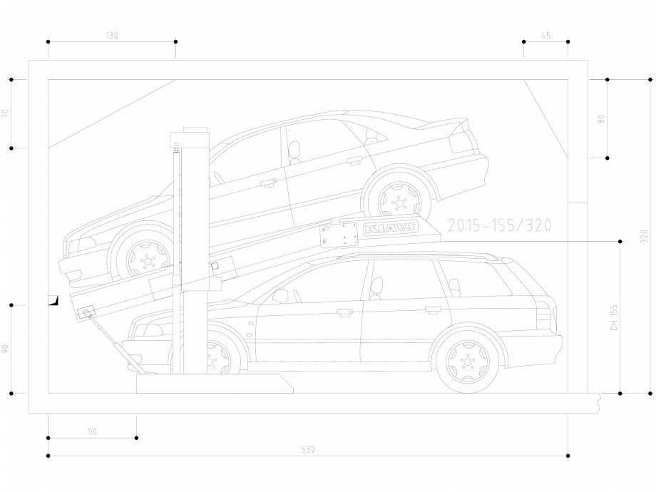 Pagina 1-CAD-DWG Sistem de parcare hidraulic - GT155 H320 SA M KLAUS Detaliu de produs SINGLEUP 2015 