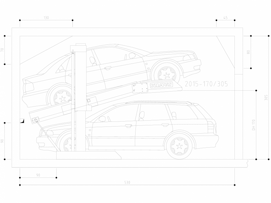 Pagina 1-CAD-DWG Sistem de parcare hidraulic - GT170 H305 SA M KLAUS Detaliu de produs SINGLEUP 2015 