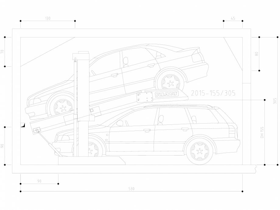 Pagina 1-CAD-DWG Sistem de parcare hidraulic - GT155 H305 SA M KLAUS Detaliu de produs SINGLEUP 2015 